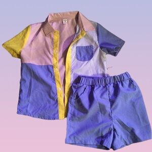 BOYS SHEIN 7Y SHIRT SLEEVE BUTTON UP OUTFIT SET